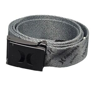 Hurley Web Belt Black Metal Buckle Gray 49 in All Over Print Adjustable